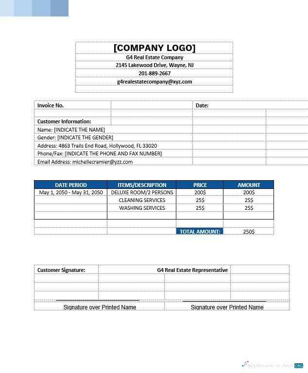 Download Sample Real Estate Invoice Template Photoshop template